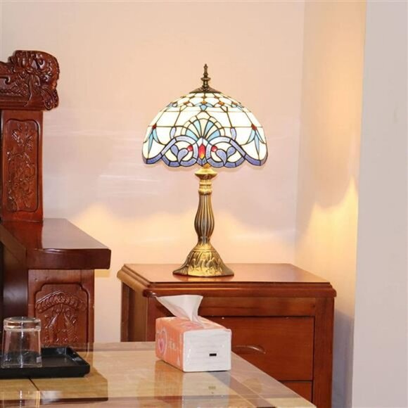 Table Lamp White Glass W12*H19 Inch Living Room Bedroom LED Buble - Picture 6 of 6